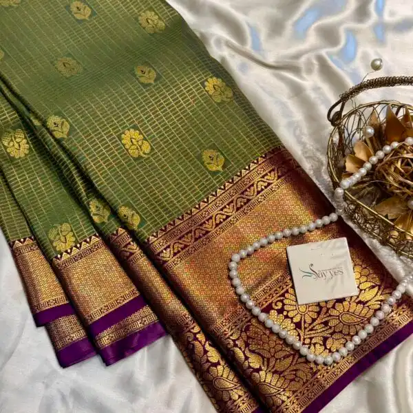 Thozhi (Kanchi Semi silk) - Elaichi green