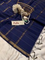Maheshwari (Silk cotton) - Navy blue - Image 7
