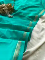 Chinmayi (Mysore crepe silk) - Turquoise - Image 3