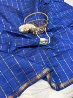 Maheshwari (Silk cotton) - Royal blue - Image 4