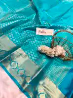 Thozhi (Kanchi Semi silk) - Mayil Blue - Image 5