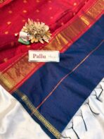 Maheshwari (Silk cotton) - Navy & Maroon - Image 5