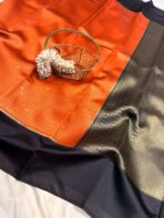 Rasika (Semi silk) - Rust  Orange - Image 4