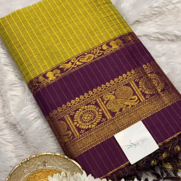 Maheshwari (Silk cotton) - Green & Purple