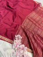 Chinmayi (Mysore crepe silk) - Burgundy - Image 4