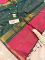 Maheshwari (Silk cotton) - Pink & Green - Image 4