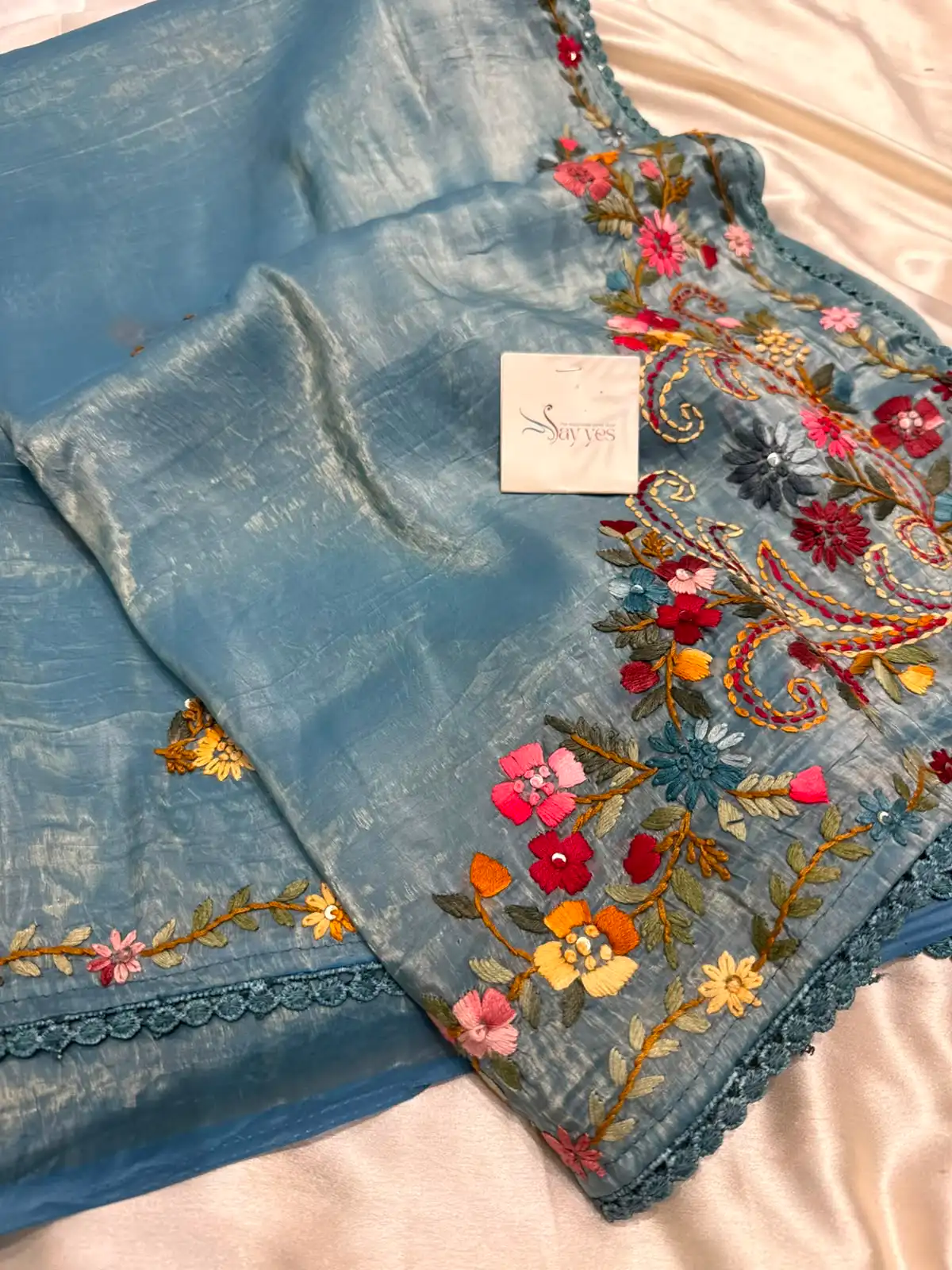 09c5b0ff-1e7f-46e1-bd5a-c6b20471b062 Floré (Fendi silk) - Dusty Teal - Image 1