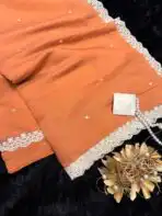 Anvika ( Chanderi cotton) - Tangerine