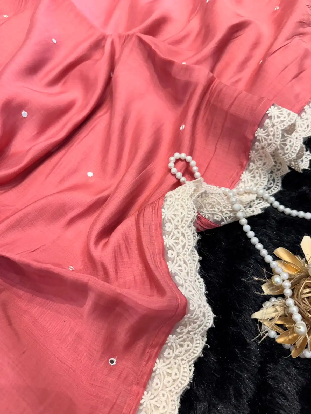 0f136804-1d55-49e3-b70c-e048f66fd210 Anvika ( Chanderi cotton) - Coral - Image 1