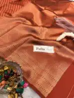 Kanchana (Soft semi silk) - Rust Orange - Image 5
