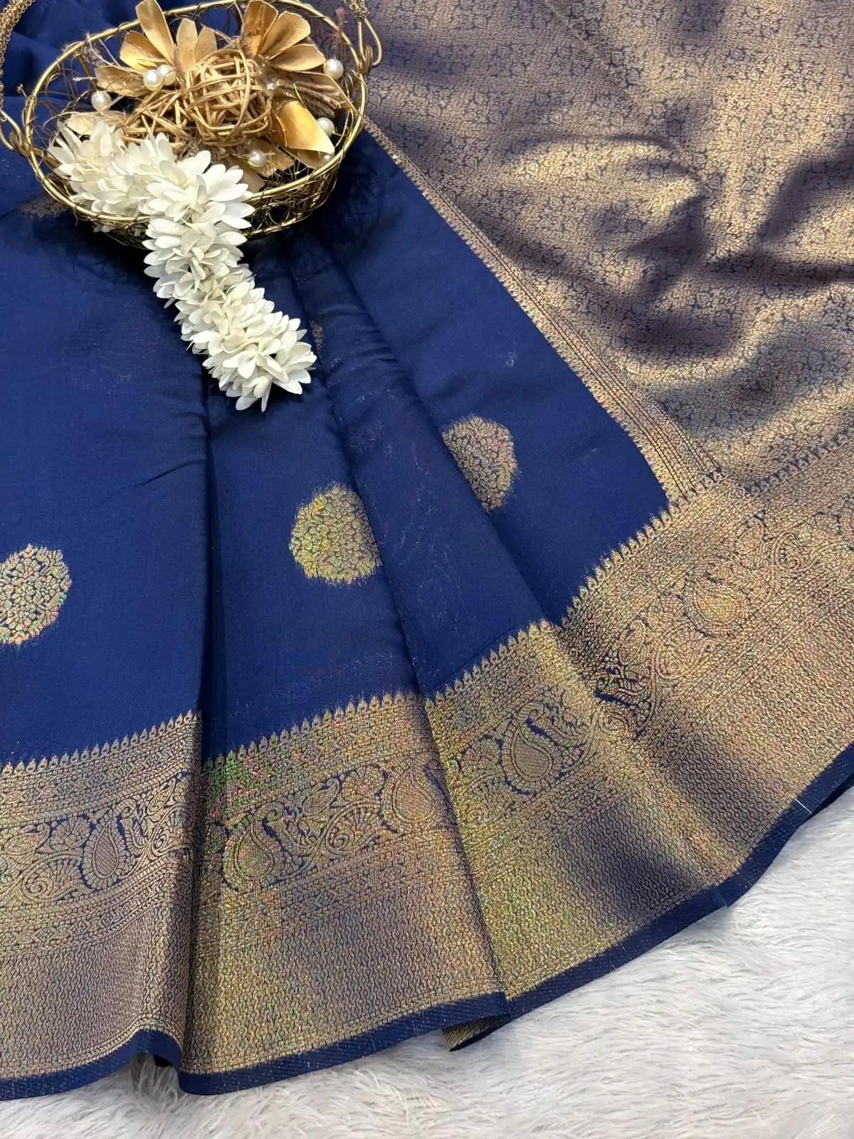 1927465f-ce9d-40c5-85e5-231386e595b6 Athira (Semi silk) - Royal blue - Image 1