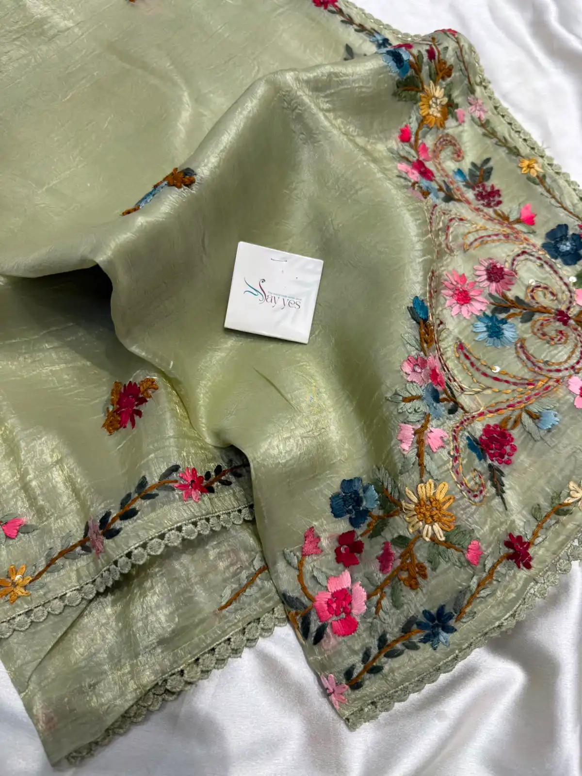 1b26451f-9fdc-4463-bd1a-d7cf12ae33c2 Floré (Fendi silk) - Pale Sage - Image 1