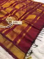 Maheshwari (Silk cotton) - Royal Maroon - Image 5