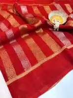Shivanya (Mushru Kattan silk) - Vermilion Red - Image 3