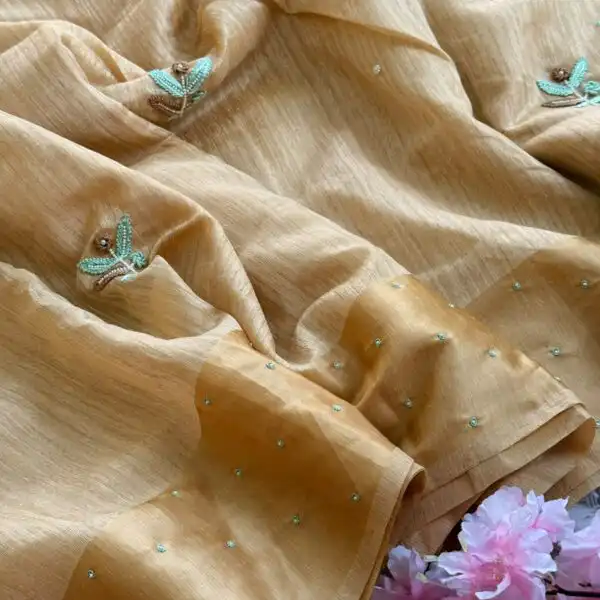 Pastel poem (Tussar cotton) -  Pearl Ivory