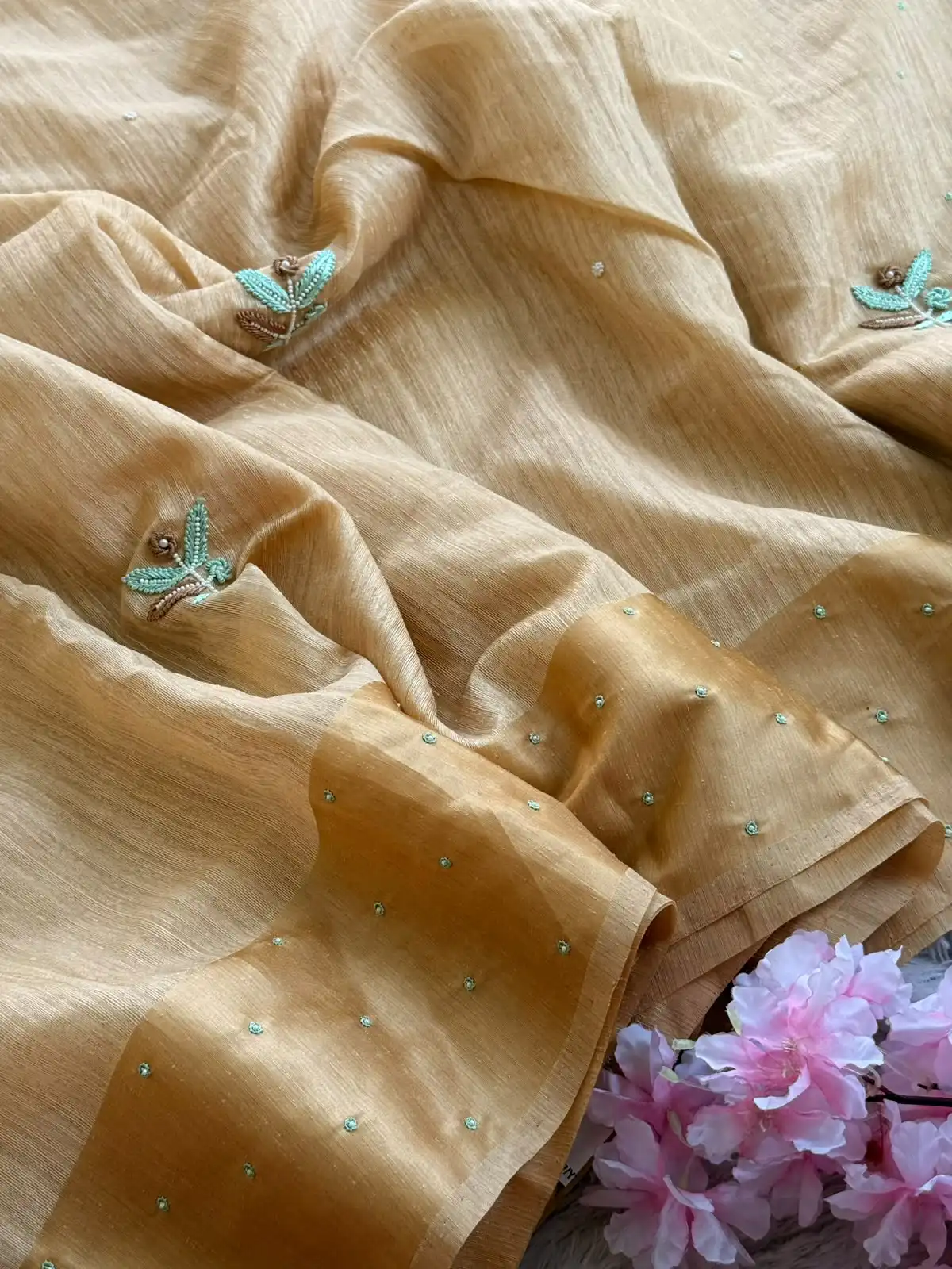 2dd1ecf6-8d90-4cdd-802a-29f73f3c8d31 Pastel poem (Tussar cotton) - Pearl Ivory - Image 1