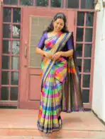 Paalum Pazhamum (Semi silk) - Navy blue