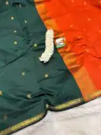 Maheshwari (Silk cotton) - Green & Orange - Image 2