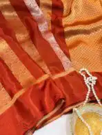 Shivanya (Mushru Kattan silk) - Rust Orange - Image 3