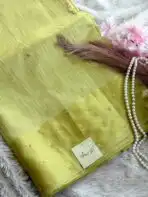 Pastel poem (Tussar cotton) - Lime green - Image 3