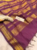 Maheshwari (Silk cotton) - Green & Purple - Image 6