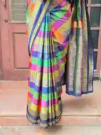 Paalum Pazhamum (Semi silk) - Navy blue - Image 8