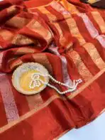 Shivanya (Mushru Kattan silk) - Rust Orange - Image 2
