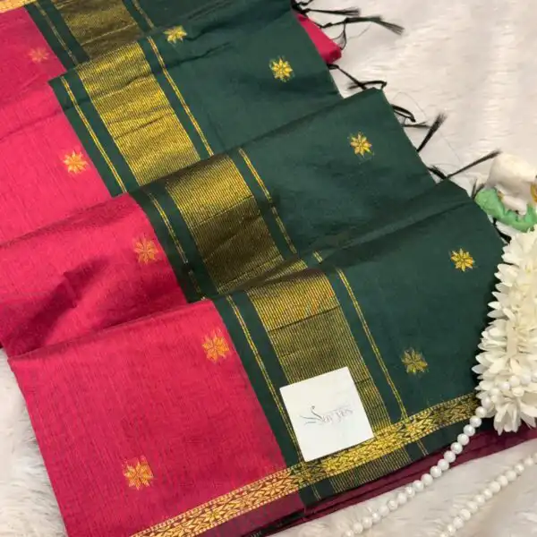 Maheshwari (Silk cotton) - Pink & Green