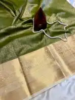 Thozhi (Kanchi Semi silk) - Green & Ivory - Image 2