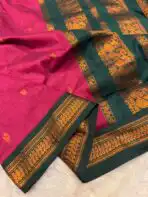 Maheshwari (Silk cotton) - Magenta pink & Green
