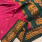 Maheshwari (Silk cotton) - Magenta pink & Green