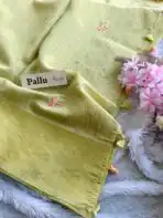 Pastel poem (Tussar cotton) - Lime green - Image 5