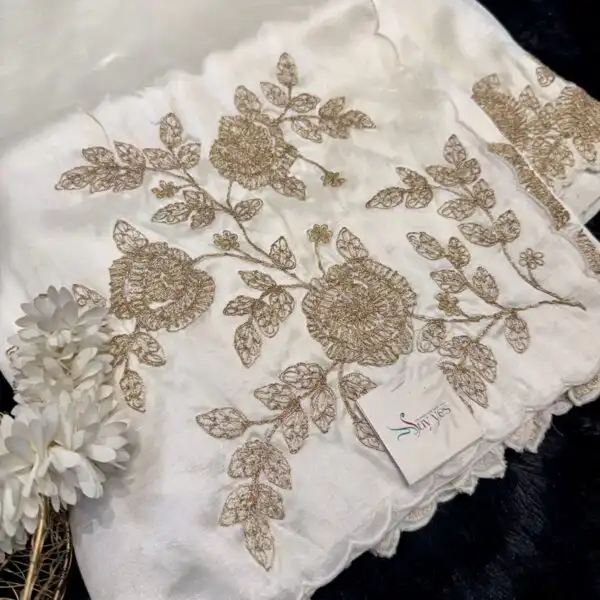 Neelambari (Pure Raw silk) - Ivory