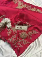 Neelambari (Pure Raw silk) - Raspberry Pink - Image 4