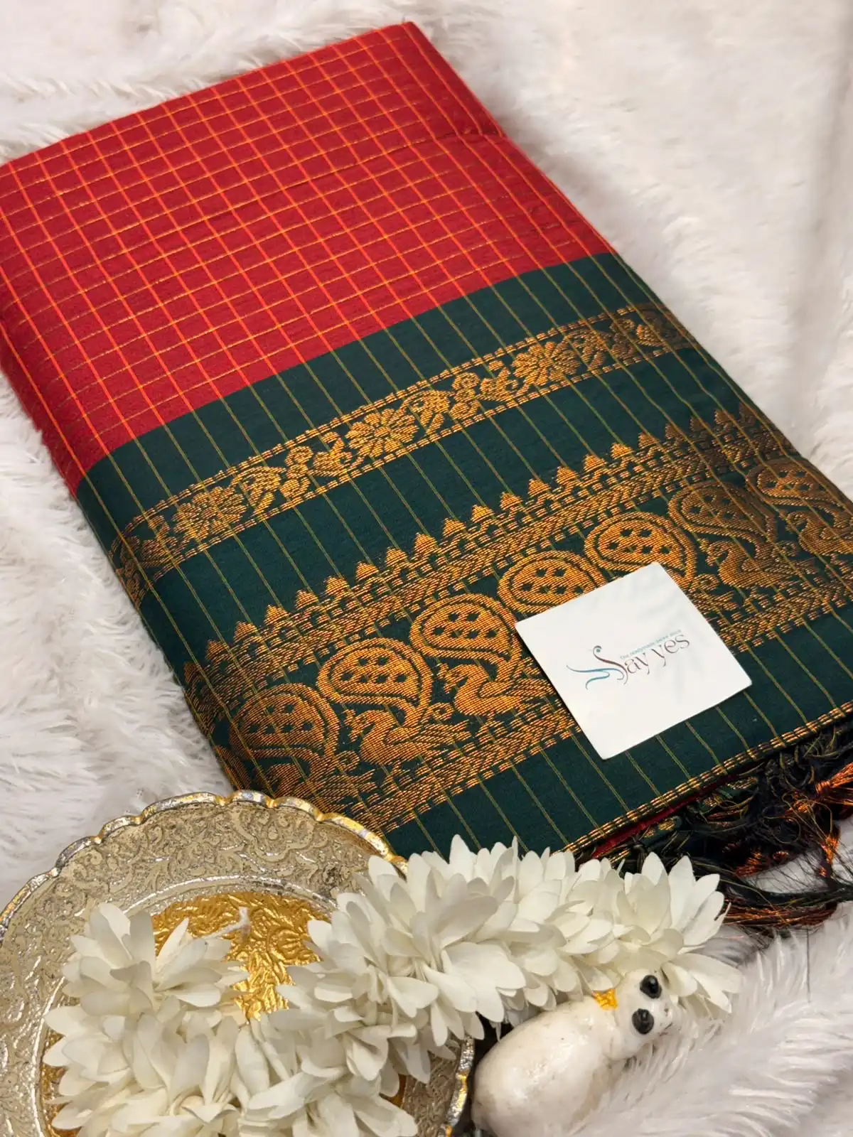 61e22a6c-dad2-44c6-b93a-ed1b11dd539c Maheshwari (Silk cotton) - Maroon & Green - Image 1