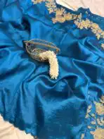 Neelambari (Pure Raw silk) - Sapphire - Image 2