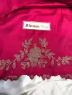 Neelambari (Pure Raw silk) - Hot Pink - Image 5
