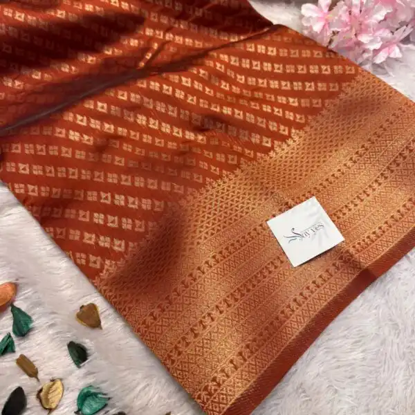Kanchana (Soft semi silk) - Rust Orange