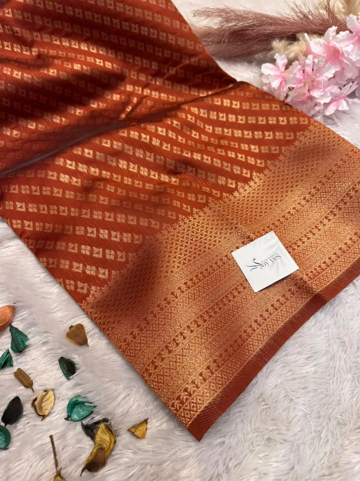 6da11f3e-28a1-4b40-af5a-d2060c52d9ca Kanchana (Soft semi silk) - Rust Orange - Image 1