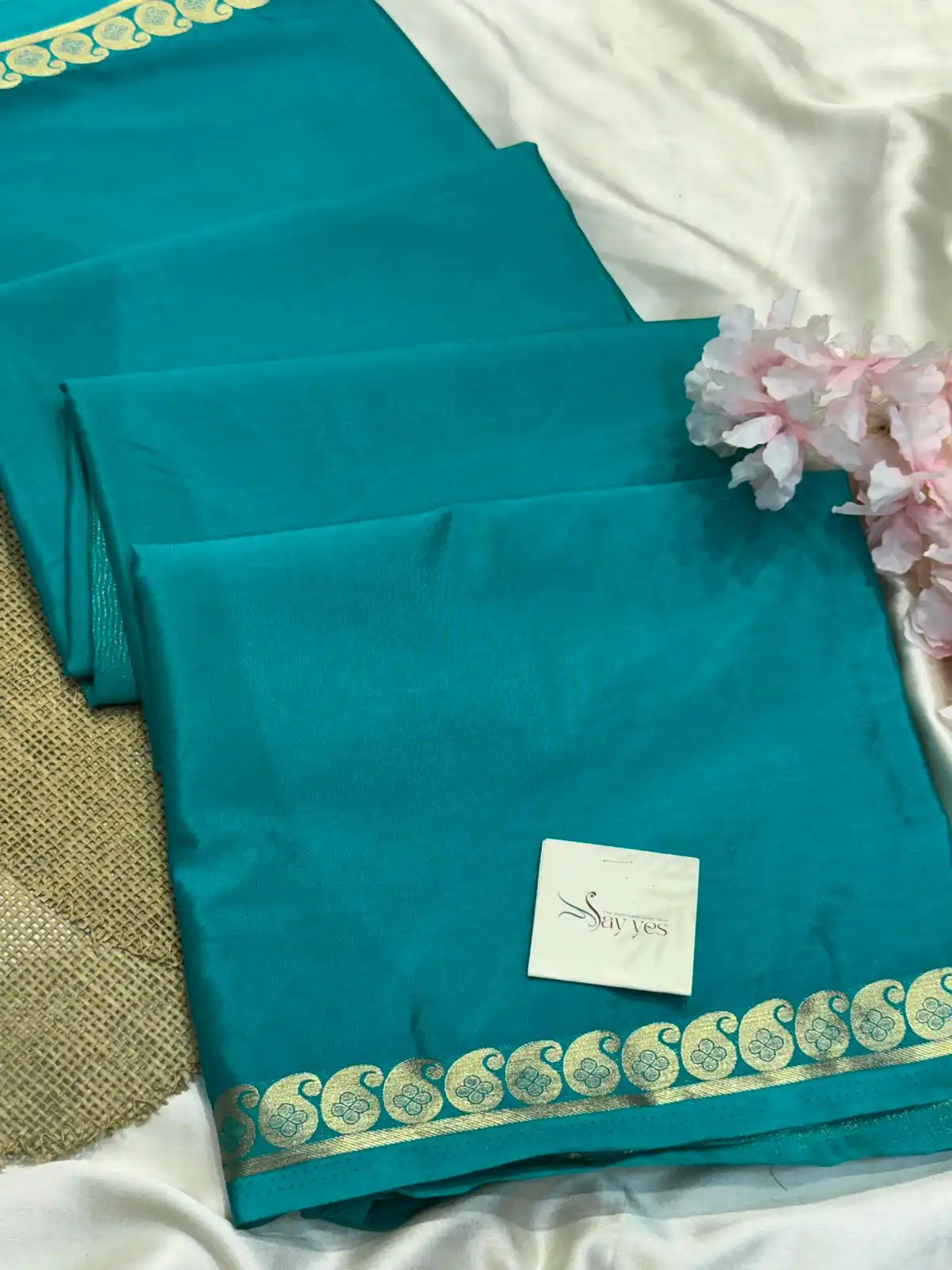 6e753300-b417-4d81-abd5-64b68683290e Chinmayi (Mysore crepe silk) - Turquoise - Image 1