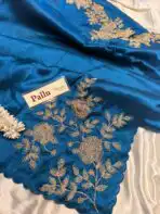 Neelambari (Pure Raw silk) - Sapphire - Image 4