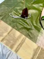 Thozhi (Kanchi Semi silk) - Green & Ivory - Image 3