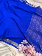 Chinmayi (Mysore crepe silk) - Royal blue - Image 4