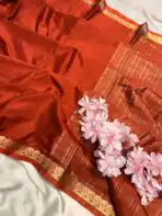 Chinmayi (Mysore crepe silk) - Rust Orange - Image 4
