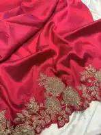 Neelambari (Pure Raw silk) - Raspberry Pink - Image 2
