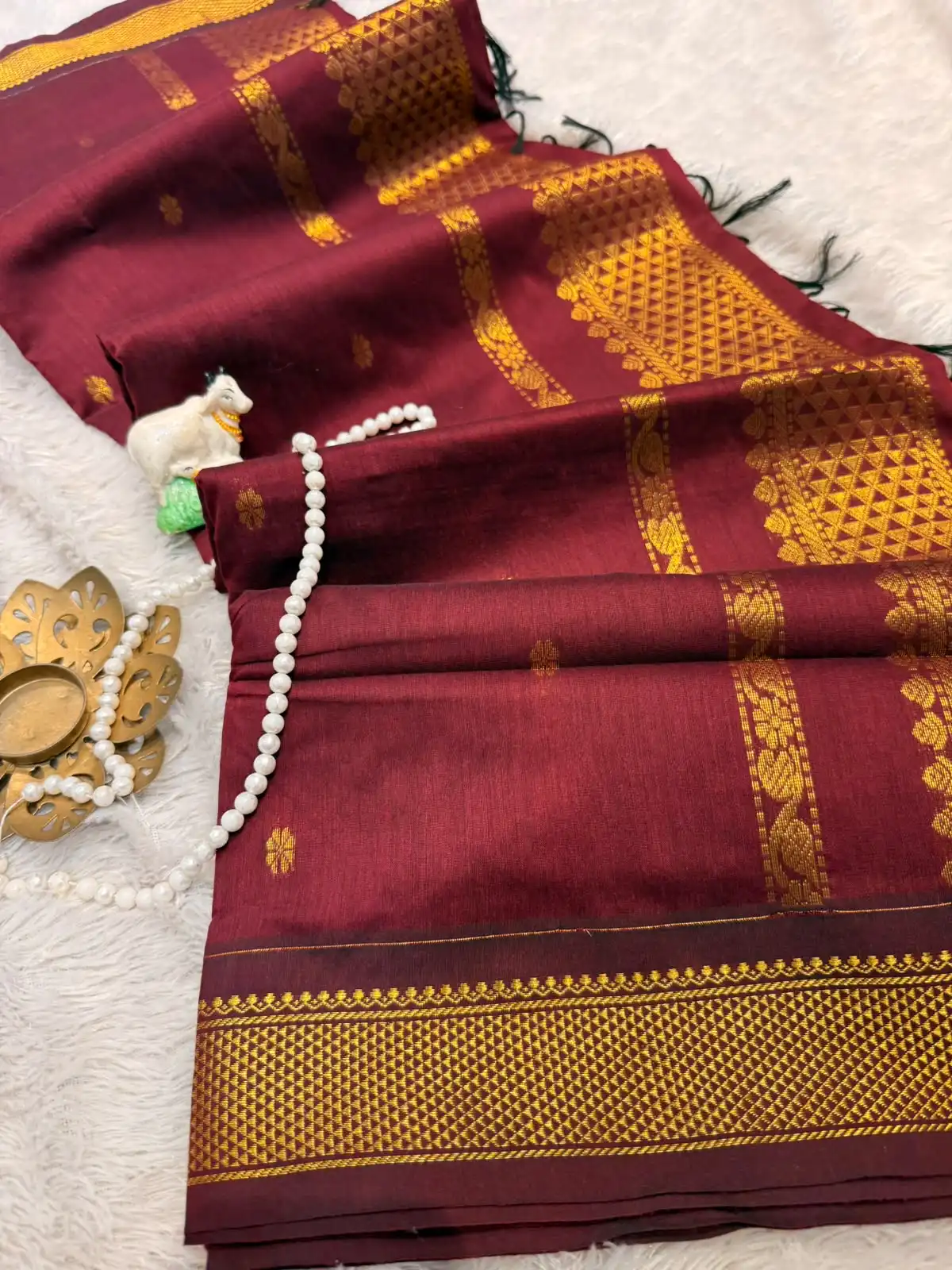 8556861c-48b2-45e4-ba97-ed8c694d9af8 Maheshwari (Silk cotton) - Royal Maroon - Image 1