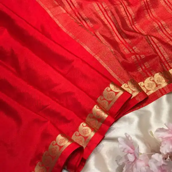 Chinmayi (Mysore crepe silk) - Vermilion Red