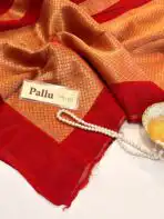 Shivanya (Mushru Kattan silk) - Vermilion Red - Image 5