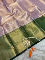 Thozhi (Kanchi Semi silk) - Lavender & Green - Image 3