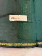 Maheshwari (Silk cotton) - Green & Orange - Image 5